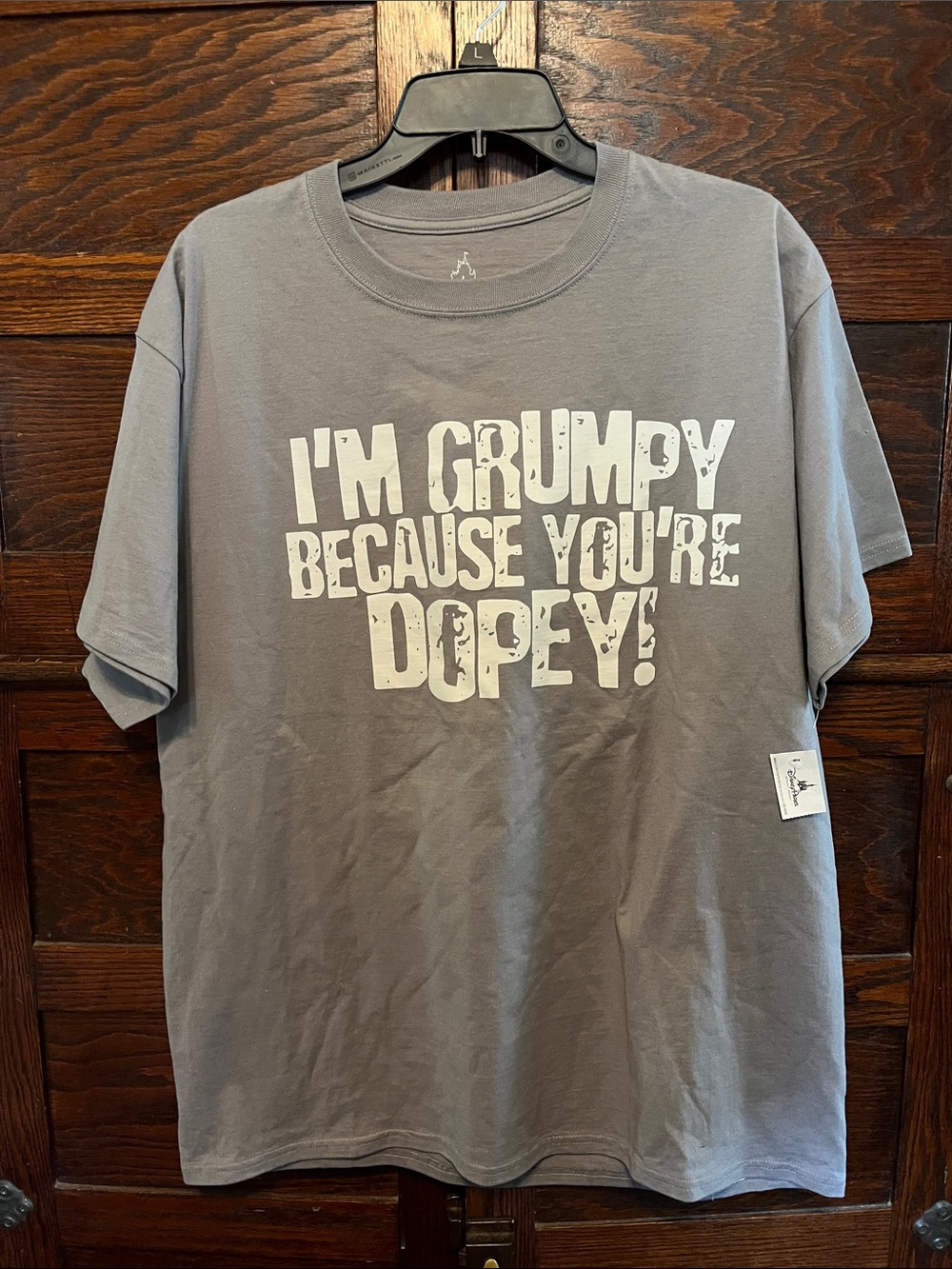 Disney Men's Gray Graphic Tee with White Slogan